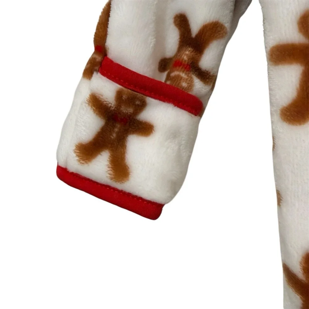 Gingerbread Man Zip Up Hooded One piece body suit  6-9 Mo SOFT